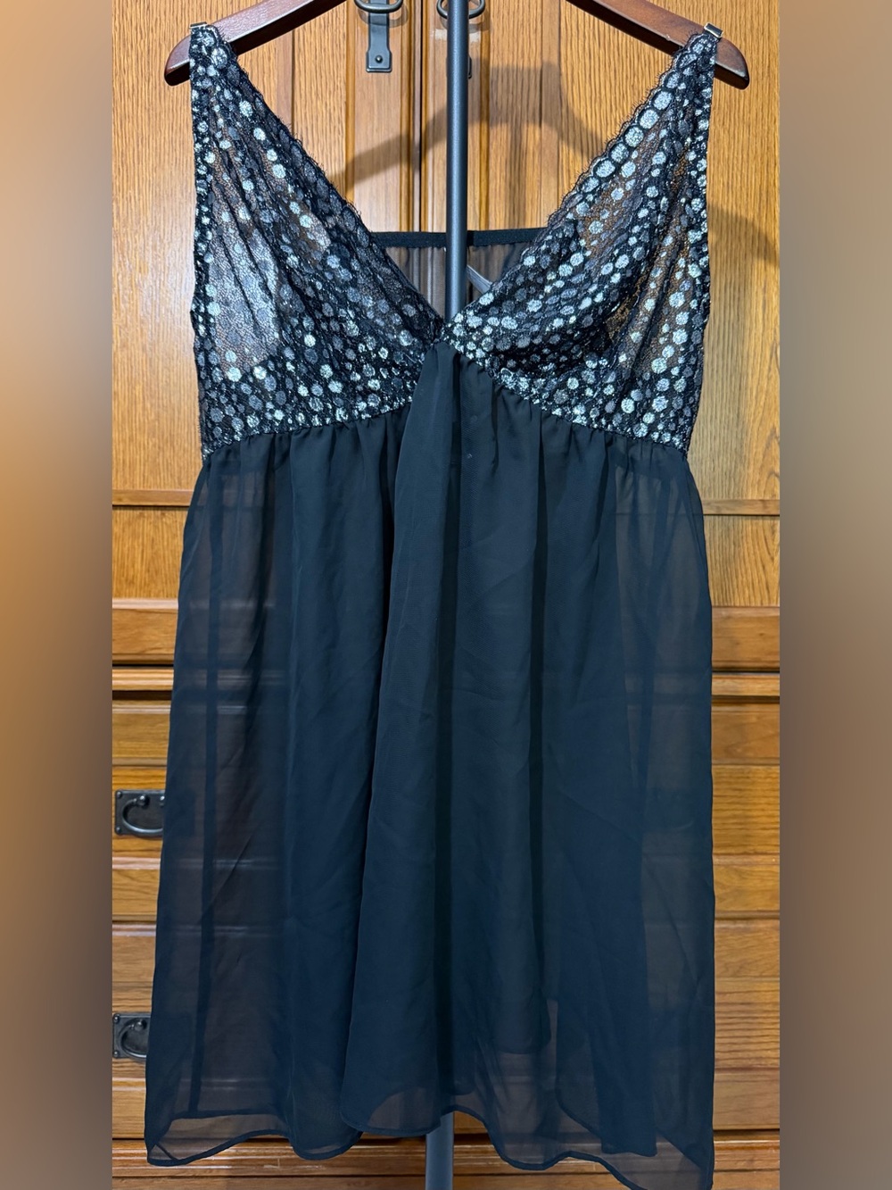 Cacique Lane Bryant Sheer Babydoll Chemise Lingerie Metallic Boudoir Edgy Glam